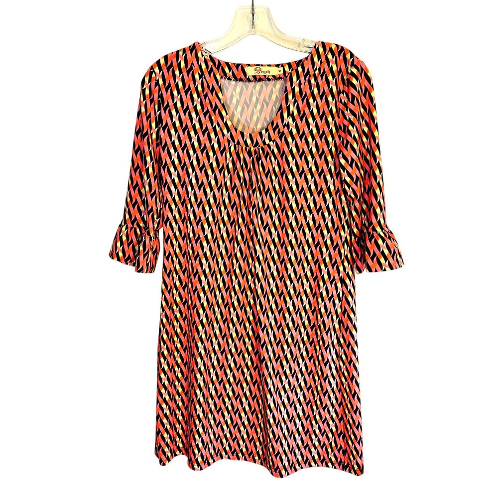 Aryeh Small Women's Orange Short Sleeve Maxi BOHO Sun Dress Miss Size 4 6 S